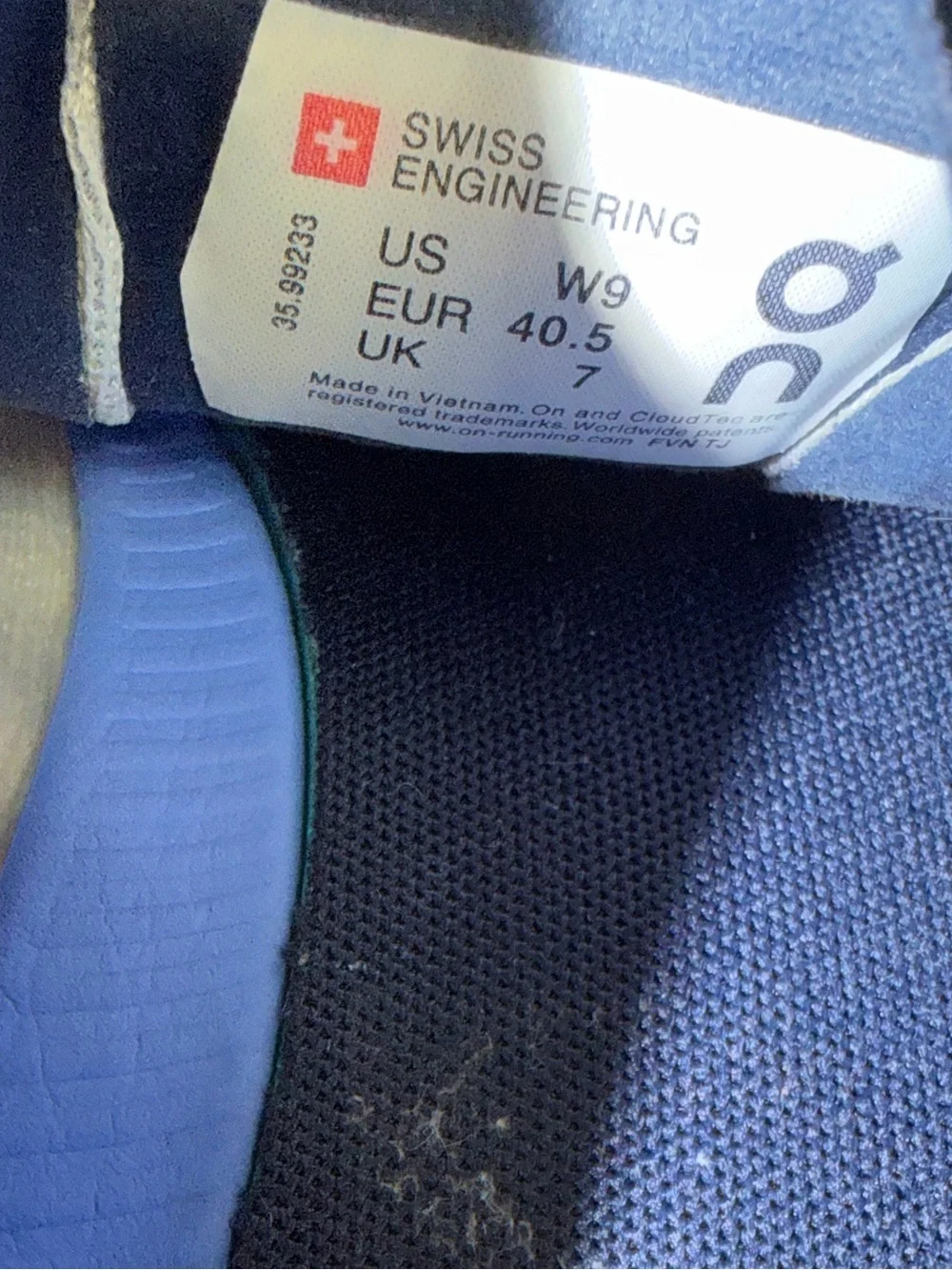 On Cloudflow Women’s Size 9 Blue White CloudTec Running Shoes Swiss Engineering